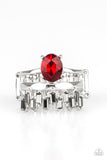 Crowned Victor - Red Ring - Paparazzi Accessories Ring Bedazzle Me Pretty Mobile Fashion Boutique