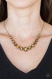 Crystal Carriages - Brass Necklace - Paparazzi Accessories Necklace Bedazzle Me Pretty Mobile Fashion Boutique