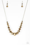 Crystal Carriages - Brass Necklace - Paparazzi Accessories Necklace Bedazzle Me Pretty Mobile Fashion Boutique