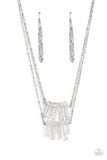 Crystal Catwalk - White Necklace - Paparazzi Accessories Necklace Bedazzle Me Pretty Mobile Fashion Boutique