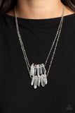 Crystal Catwalk - White Necklace - Paparazzi Accessories Necklace Bedazzle Me Pretty Mobile Fashion Boutique