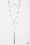 Crystal Cruiser - White Necklace - Paparazzi Accessories Necklace Bedazzle Me Pretty Mobile Fashion Boutique