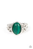 Crystals and Cats Eye - Green Ring - Paparazzi Accessories Ring Bedazzle Me Pretty Mobile Fashion Boutique