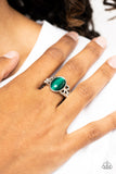 Crystals and Cats Eye - Green Ring - Paparazzi Accessories Ring Bedazzle Me Pretty Mobile Fashion Boutique
