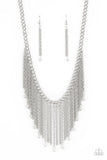 Cue The Fireworks - White Necklace - Paparazzi Accessories Necklace Bedazzle Me Pretty Mobile Fashion Boutique