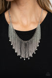 Cue The Fireworks - White Necklace - Paparazzi Accessories Necklace Bedazzle Me Pretty Mobile Fashion Boutique