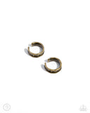 CUFF Call - Brass Cuff Earrings - Paparazzi Accessories Post Earrings Bedazzle Me Pretty Mobile Fashion Boutique