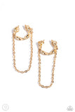 CUFF Hanger - Gold Cuff Earrings - Paparazzi Accessories Post Earrings Bedazzle Me Pretty Mobile Fashion Boutique