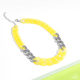 Curb Your Enthusiasm - Yellow Necklace - Paparazzi Accessories Necklace Bedazzle Me Pretty Mobile Fashion Boutique