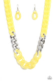Curb Your Enthusiasm - Yellow Necklace - Paparazzi Accessories Necklace Bedazzle Me Pretty Mobile Fashion Boutique
