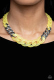 Curb Your Enthusiasm - Yellow Necklace - Paparazzi Accessories Necklace Bedazzle Me Pretty Mobile Fashion Boutique