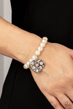 Cutely Crushing - White Bracelet - Paparazzi Accessories Bracelet Bedazzle Me Pretty Mobile Fashion Boutique