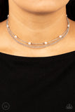 Daintily Dapper - White Necklace - Paparazzi Accessories Necklace Bedazzle Me Pretty Mobile Fashion Boutique