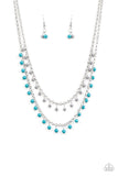 Dainty Distraction - Blue Necklace - Paparazzi Accessories Necklace Bedazzle Me Pretty Mobile Fashion Boutique