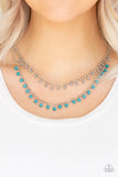 Dainty Distraction - Blue Necklace - Paparazzi Accessories Necklace Bedazzle Me Pretty Mobile Fashion Boutique