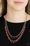 Dainty Distraction - Orange Necklace - Paparazzi Accessories Necklace Bedazzle Me Pretty Mobile Fashion Boutique