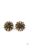 Daisy Dilemma - Brass Post Earrings - Paparazzi Accessories Post Earrings Bedazzle Me Pretty Mobile Fashion Boutique