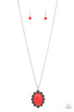 Daisy Dotted Deserts - Red Necklace - Paparazzi Accessories Necklace Bedazzle Me Pretty Mobile Fashion Boutique