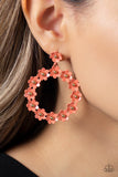 Daisy Meadows - Orange Post Earrings - Paparazzi Accessories Post Earrings Bedazzle Me Pretty Mobile Fashion Boutique
