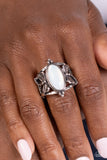 Dance of the Dragonflies - White Ring - Paparazzi Accessories Ring Bedazzle Me Pretty Mobile Fashion Boutique