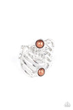 Dancing Diamonds - Brown Ring - Paparazzi Accessories Ring Bedazzle Me Pretty Mobile Fashion Boutique