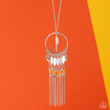 Dancing Dreamcatcher - Orange Necklace - Paparazzi Accessories Necklace Bedazzle Me Pretty Mobile Fashion Boutique