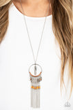 Dancing Dreamcatcher - Orange Necklace - Paparazzi Accessories Necklace Bedazzle Me Pretty Mobile Fashion Boutique