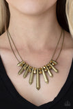 Dangerous Dazzle - Brass Necklace - Paparazzi Accessories Necklace Bedazzle Me Pretty Mobile Fashion Boutique