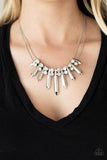 Dangerous Dazzle - White Necklace - Paparazzi Accessories Necklace Bedazzle Me Pretty Mobile Fashion Boutique