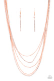 Dangerously Demure - Copper Necklace - Paparazzi Accessories Necklace Bedazzle Me Pretty Mobile Fashion Boutique