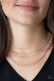 Dangerously Demure - Copper Necklace - Paparazzi Accessories Necklace Bedazzle Me Pretty Mobile Fashion Boutique