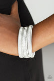 Dangerously Drama Queen - White Bracelet - Paparazzi Accessories Bracelet Bedazzle Me Pretty Mobile Fashion Boutique