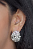 Daring Dazzle - White Earrings - Paparazzi Accessories Earrings Bedazzle Me Pretty Mobile Fashion Boutique