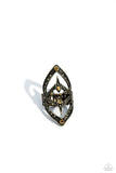Daring Diamonds - Brass Ring - Paparazzi Accessories Ring Bedazzle Me Pretty Mobile Fashion Boutique