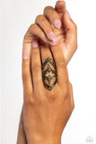Daring Diamonds - Brass Ring - Paparazzi Accessories Ring Bedazzle Me Pretty Mobile Fashion Boutique