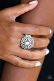 Daringly Daisy - White Ring - Paparazzi Accessories Ring Bedazzle Me Pretty Mobile Fashion Boutique
