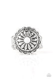 Daringly Daisy - White Ring - Paparazzi Accessories Ring Bedazzle Me Pretty Mobile Fashion Boutique