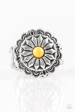 Daringly Daisy - Yellow Ring - Paparazzi Accessories Ring Bedazzle Me Pretty Mobile Fashion Boutique