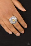 Daringly Daisy - Yellow Ring - Paparazzi Accessories Ring Bedazzle Me Pretty Mobile Fashion Boutique