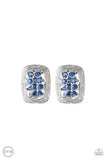 Darling Dazzle - Blue Clip-On Earrings - Paparazzi Accessories Clip-On Earrings Bedazzle Me Pretty Mobile Fashion Boutique