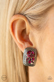 Darling Dazzle - Pink Clip-On Earrings - Paparazzi Accessories Clip-On Earrings Bedazzle Me Pretty Mobile Fashion Boutique