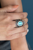 Dashingly Dewy - Blue Ring - Paparazzi Accessories Ring Bedazzle Me Pretty Mobile Fashion Boutique