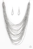 Dauntless Dazzle - Silver Necklace - Paparazzi Accessories Necklace Bedazzle Me Pretty Mobile Fashion Boutique