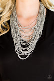 Dauntless Dazzle - Silver Necklace - Paparazzi Accessories Necklace Bedazzle Me Pretty Mobile Fashion Boutique