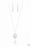 Dauntless Diva - White Lanyard - Paparazzi Accessories Lanyard Bedazzle Me Pretty Mobile Fashion Boutique