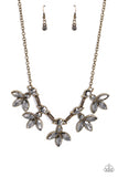 Dauntlessly Debonair - Brass Necklace - Paparazzi Accessories Necklace Bedazzle Me Pretty Mobile Fashion Boutique