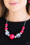 Daytime Drama - Red Necklace - Paparazzi Accessories Necklace Bedazzle Me Pretty Mobile Fashion Boutique