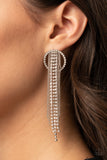 Dazzle By Default - White Earrings - Paparazzi Accessories Earrings Bedazzle Me Pretty Mobile Fashion Boutique