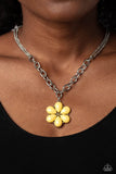 Dazzling Dahlia - Yellow Necklace - Paparazzi Accessories Necklace Bedazzle Me Pretty Mobile Fashion Boutique