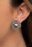 Dazzling Definition - Silver Clip-On Earrings - Paparazzi Accessories Clip-On Earrings Bedazzle Me Pretty Mobile Fashion Boutique